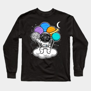 Astronaut Floating Cosmos ATOM Coin To The Moon Crypto Token Cryptocurrency Blockchain Wallet Birthday Gift For Men Women Kids Long Sleeve T-Shirt